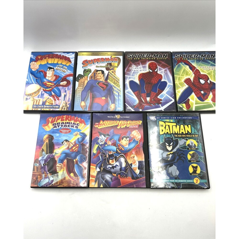 Lot Of 7 Superhero DVDs Spiderman, Superman, Batman